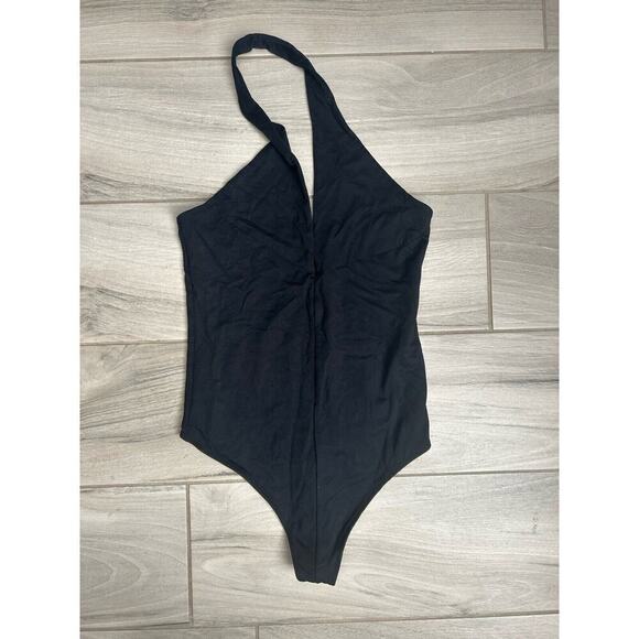 Abercrombie & Fitch Women's Split Neck Tank Bodysuit Sleeveless Black Size M - Picture 3 of 3